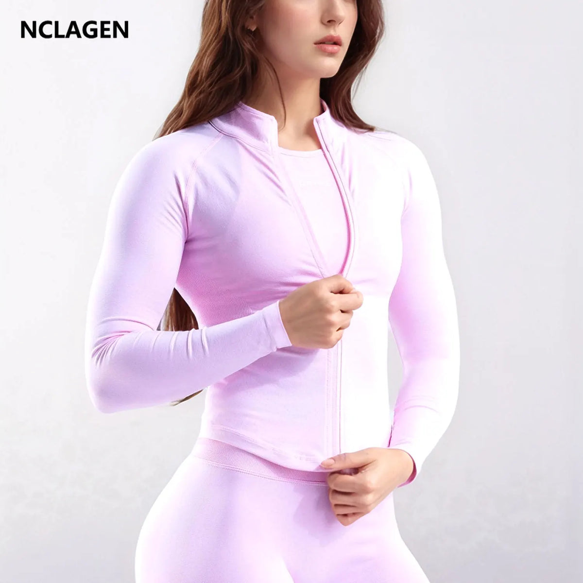 Zippy Jacket Women Running Long Sleeves Gym Tops Full Zipper Seamless Workout Activewear Sports Pilates Yoga Coats