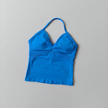 Seamless Halter-Neck Sports Fitness Slim-Fit Yoga Tank Top for Women