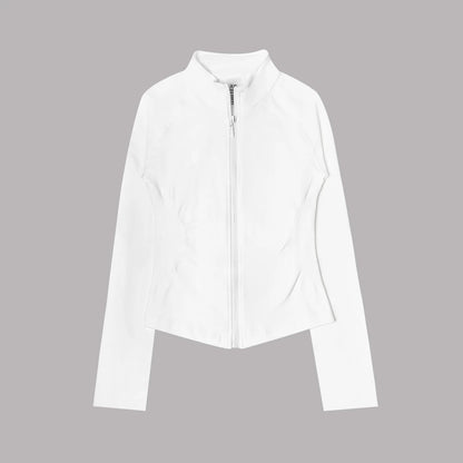 Zippy Jacket Women Running Long Sleeves Gym Tops Full Zipper Seamless Workout Activewear Sports Pilates Yoga Coats