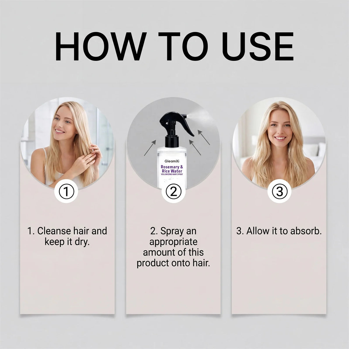 Rosemary Rice Water Hair Spray Volumizing Smoothing Leave-In Conditioner for Fine Flat Hair Oil Control Refreshing Scalp Care