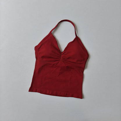 Seamless Halter-Neck Sports Fitness Slim-Fit Yoga Tank Top for Women