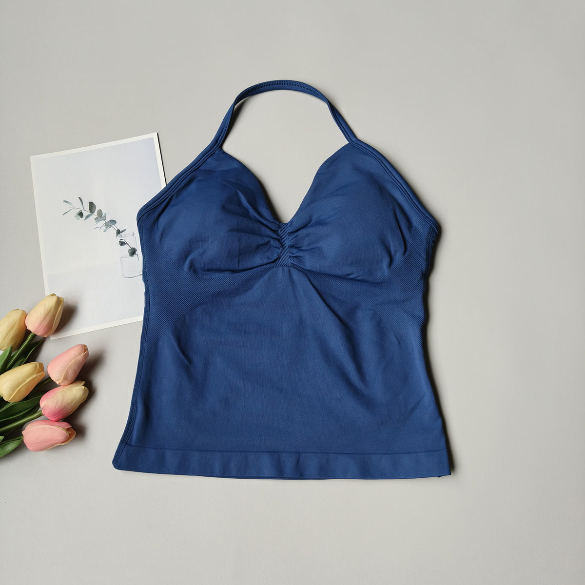 Seamless Halter-Neck Sports Fitness Slim-Fit Yoga Tank Top for Women