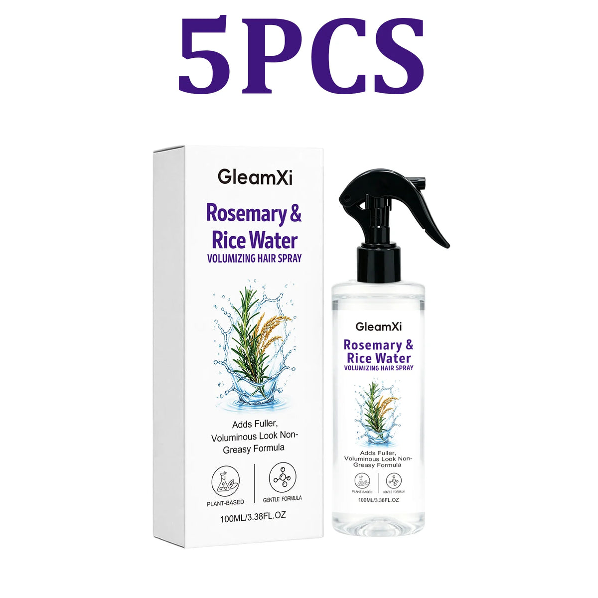 Rosemary Rice Water Hair Spray Volumizing Smoothing Leave-In Conditioner for Fine Flat Hair Oil Control Refreshing Scalp Care