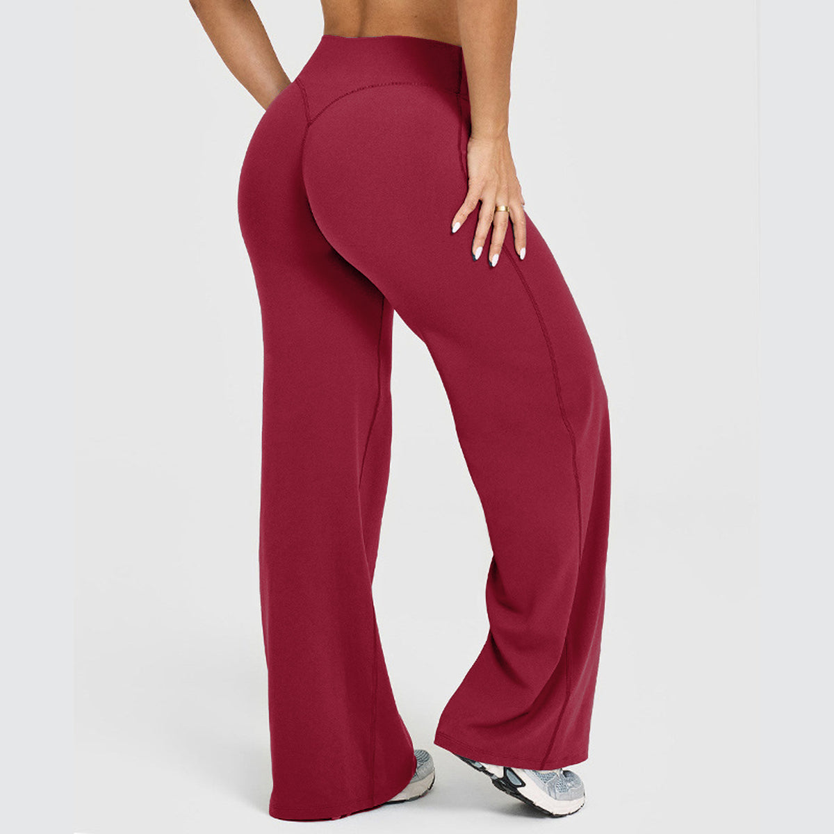 Softmotion Straight Leg Bottoms Women'S Mid-Waist Yoga Pants GYM Leggings Naked Feel Pilates Running Sports Trousers