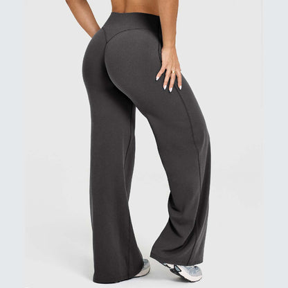 Softmotion Straight Leg Bottoms Women'S Mid-Waist Yoga Pants GYM Leggings Naked Feel Pilates Running Sports Trousers
