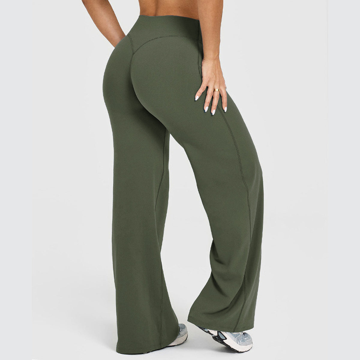 Softmotion Straight Leg Bottoms Women'S Mid-Waist Yoga Pants GYM Leggings Naked Feel Pilates Running Sports Trousers