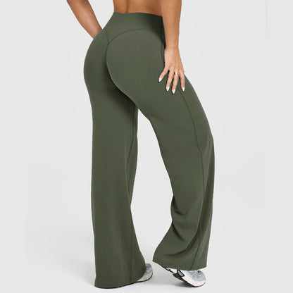 Softmotion Straight Leg Bottoms Women'S Mid-Waist Yoga Pants GYM Leggings Naked Feel Pilates Running Sports Trousers