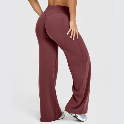 Softmotion Straight Leg Bottoms Women'S Mid-Waist Yoga Pants GYM Leggings Naked Feel Pilates Running Sports Trousers