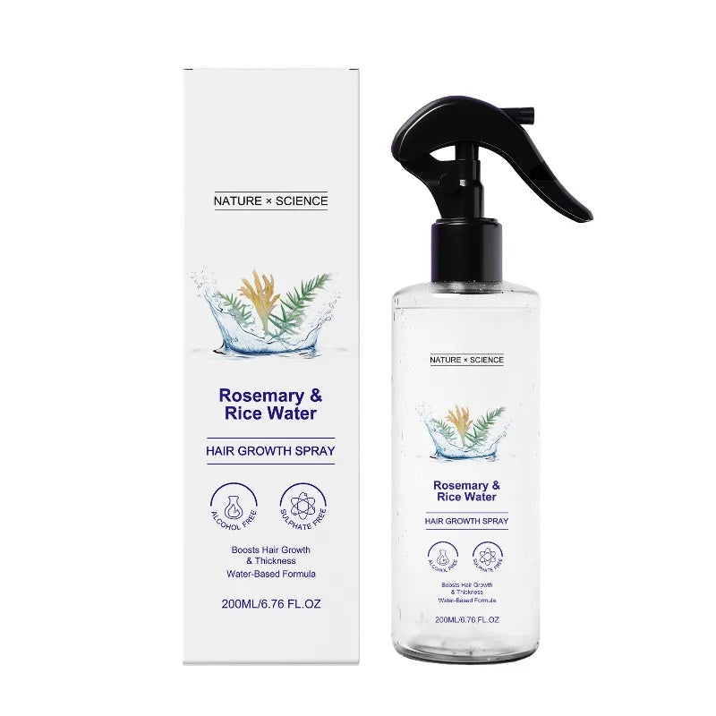 200Ml Rosemary & Rice Water Hair Growth Spray Leave-In Nourishing Spray for Dry Frizzy Hair Smooth Shiny Hydrated Voluminous