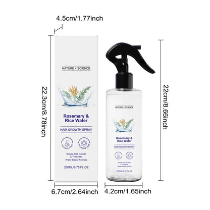 200Ml Rosemary & Rice Water Hair Growth Spray Leave-In Nourishing Spray for Dry Frizzy Hair Smooth Shiny Hydrated Voluminous