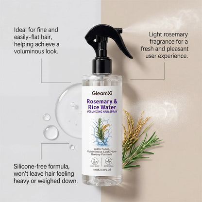 Rosemary Rice Water Hair Spray Volumizing Smoothing Leave-In Conditioner for Fine Flat Hair Oil Control Refreshing Scalp Care