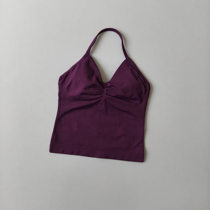 Seamless Halter-Neck Sports Fitness Slim-Fit Yoga Tank Top for Women